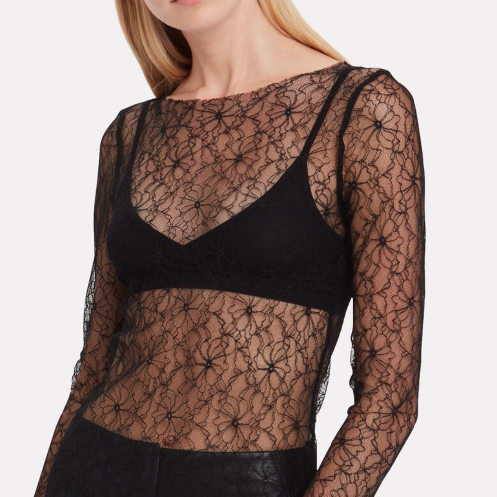 Lace Overlay Black Top